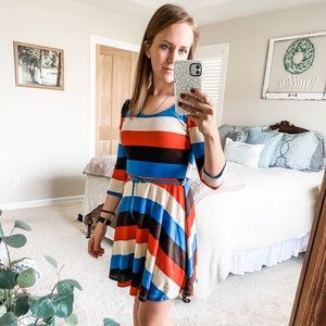 A-Line Fall Striped Dress